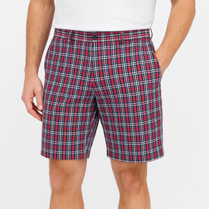 Oscar De La Renta Shorts Mens 38 Pink Blue‎ Plaid Casual Belt Loops Cotton